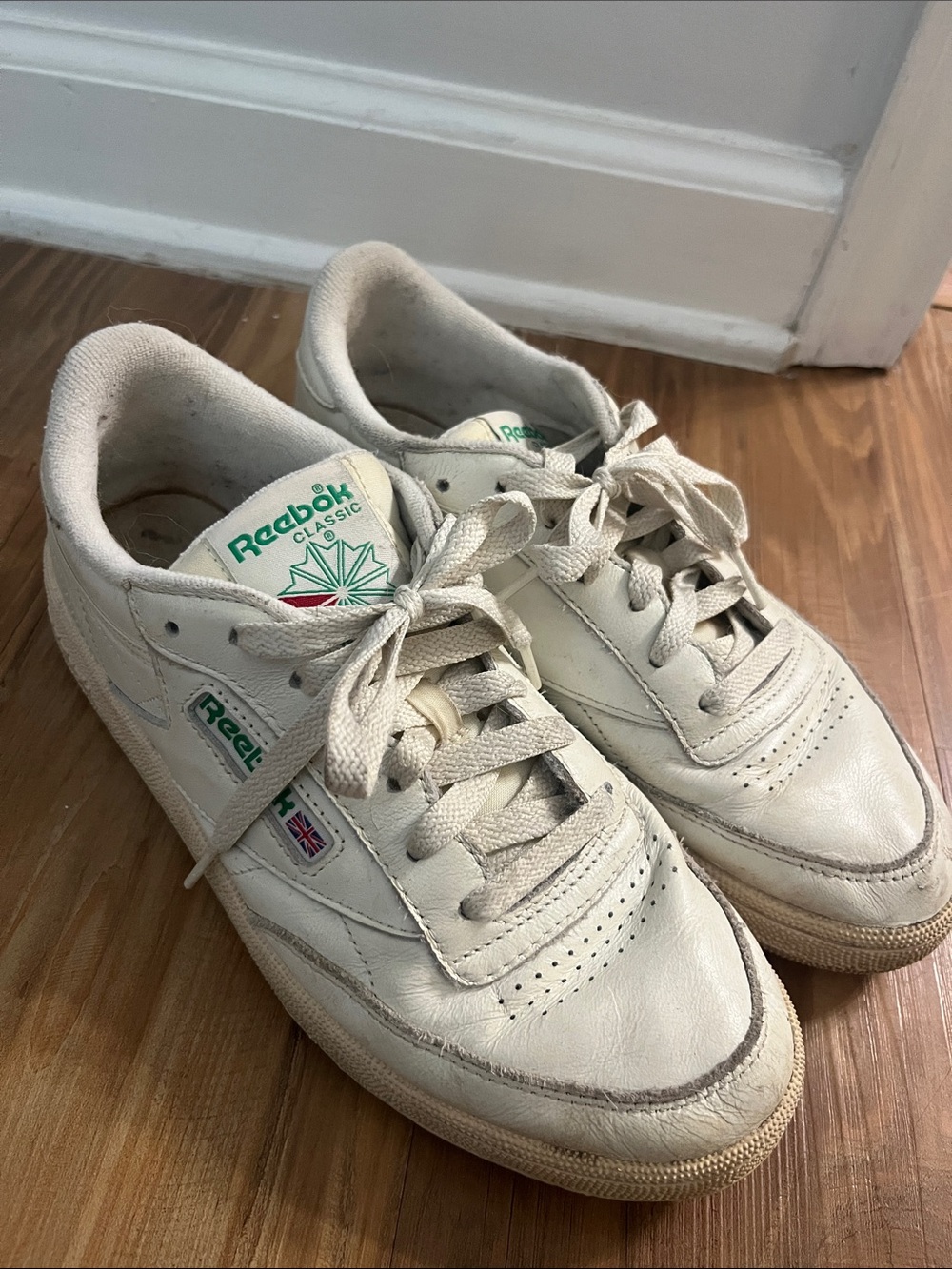 Reebok Classic Off-White Sneakers with Green Logo